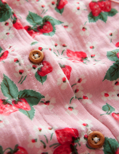 Kurzes Oberteil aus Doppelgewebe-Französisches Rosa, Erdbeeren-3