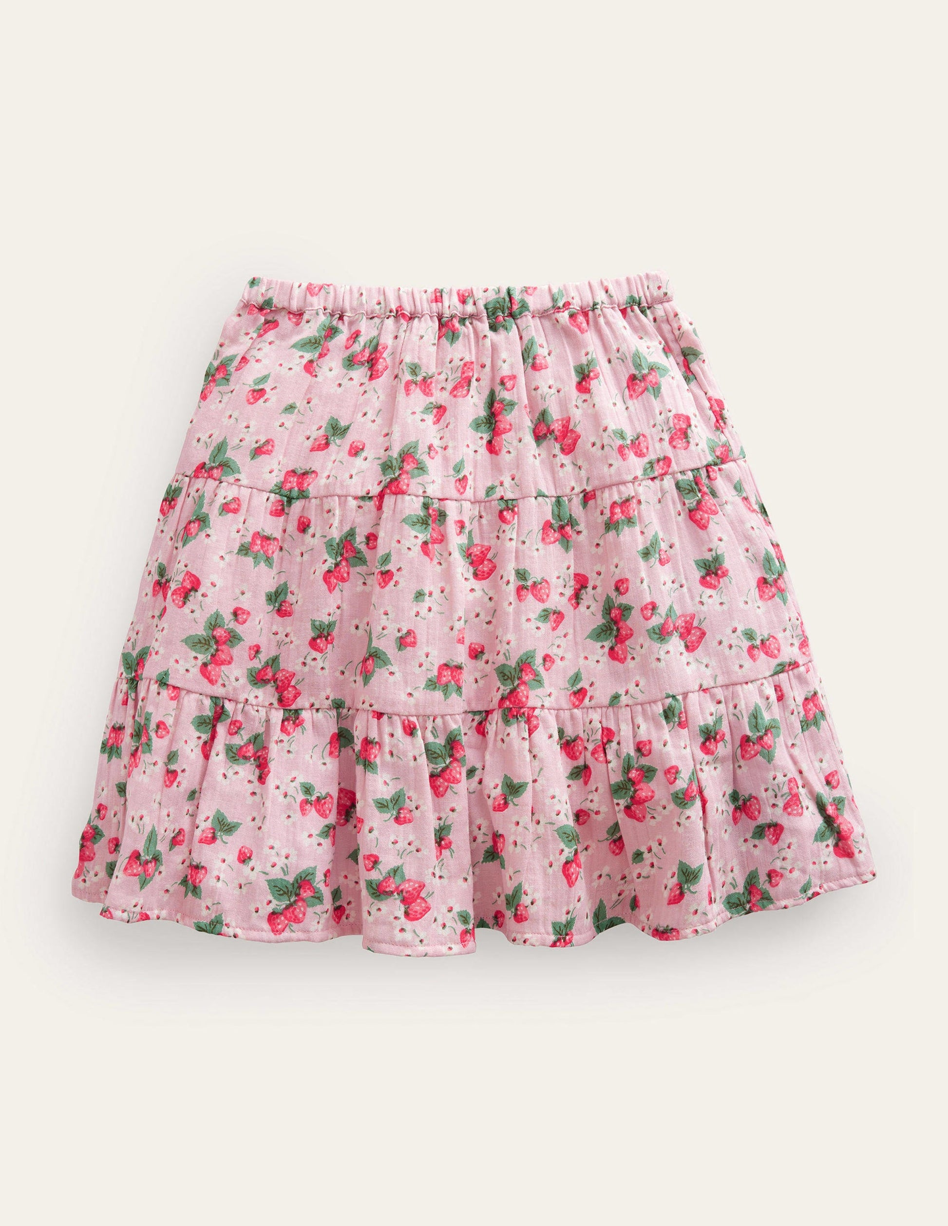 Midirock aus Doppelgewebe-Französisches Rosa, Erdbeeren-2