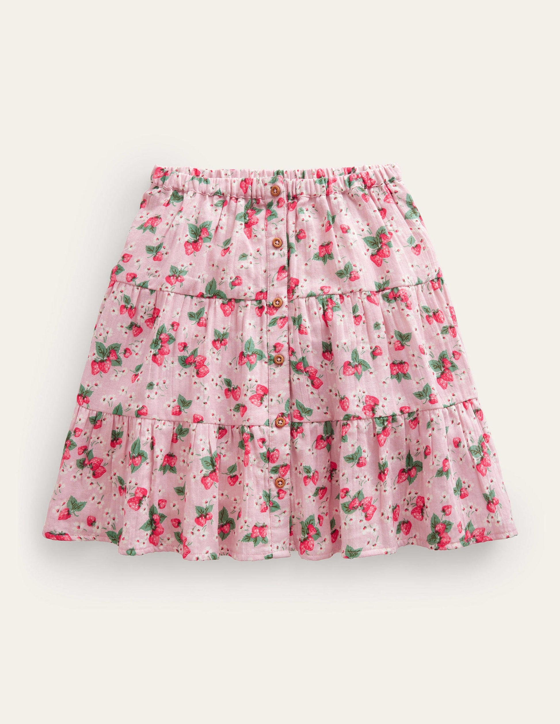 Midirock aus Doppelgewebe-Französisches Rosa, Erdbeeren-1