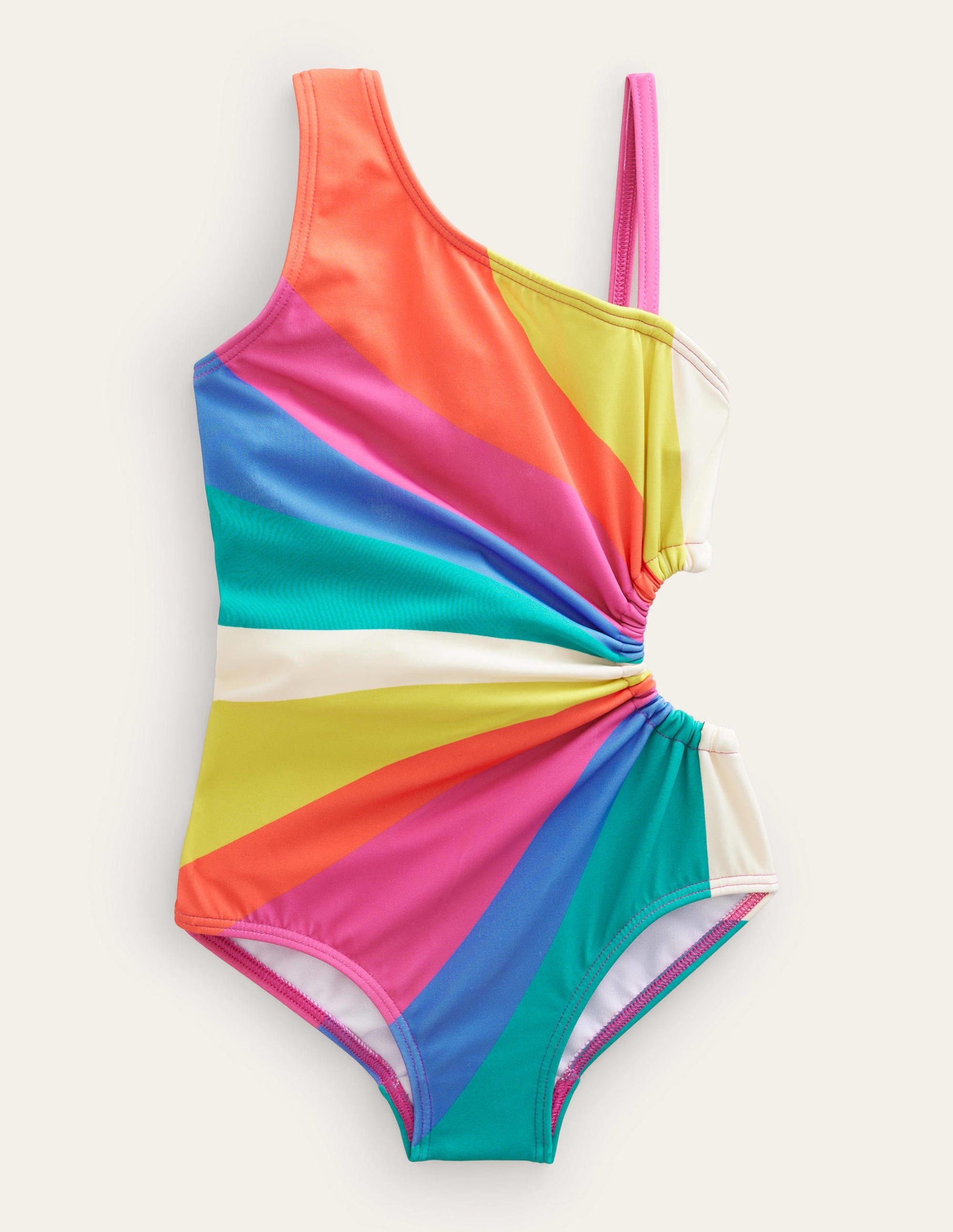 Badeanzug mit Raffungen und Cut-out-Bunt, Wellen - Image 1