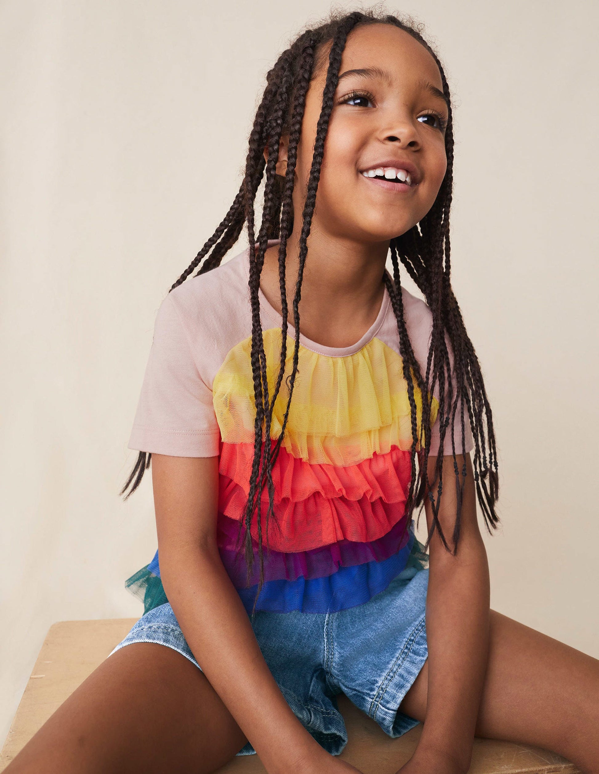 Ruffle Tulle Top-Multi-4