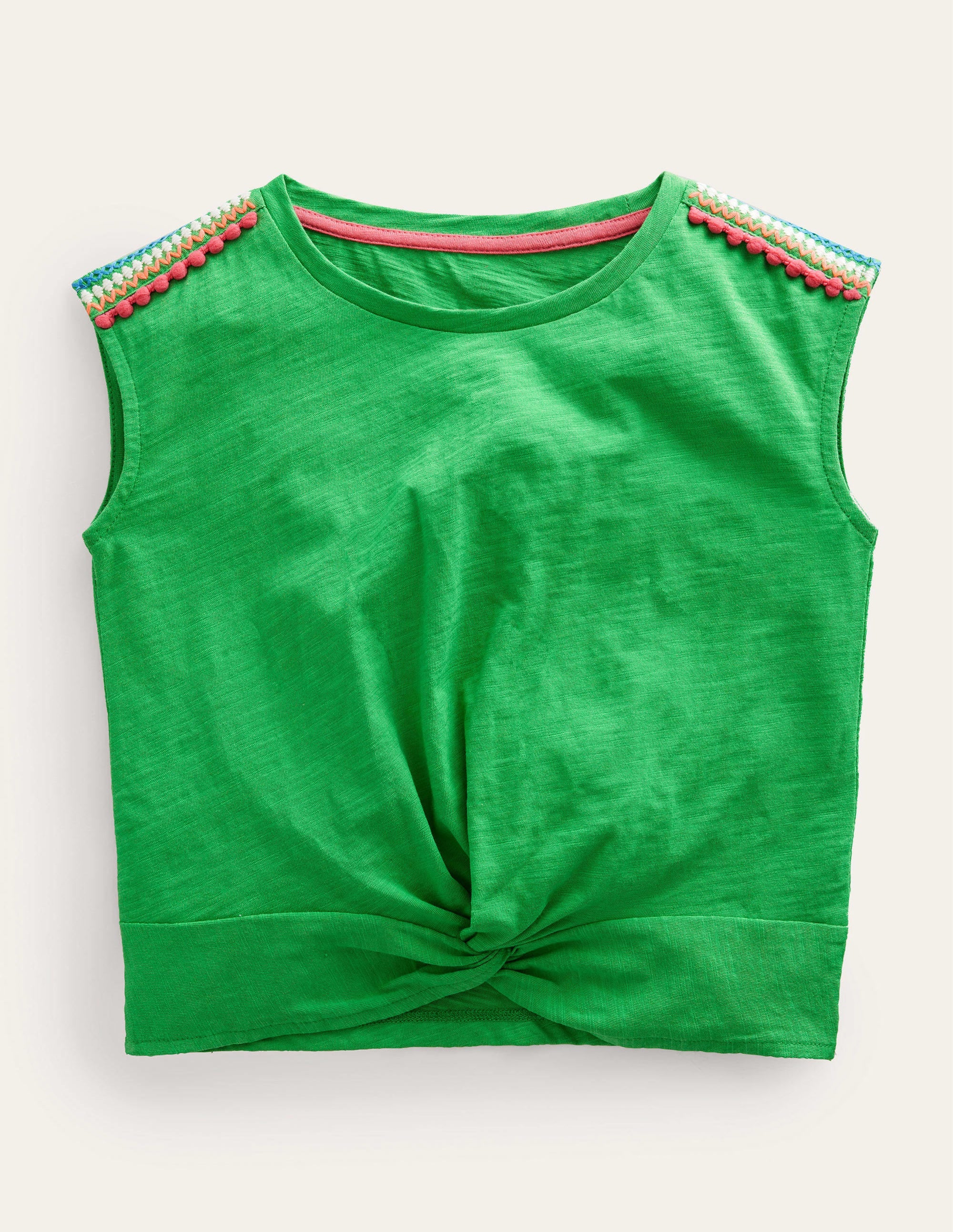 T-shirt froncé sur le devant-Vert vif - Image 1