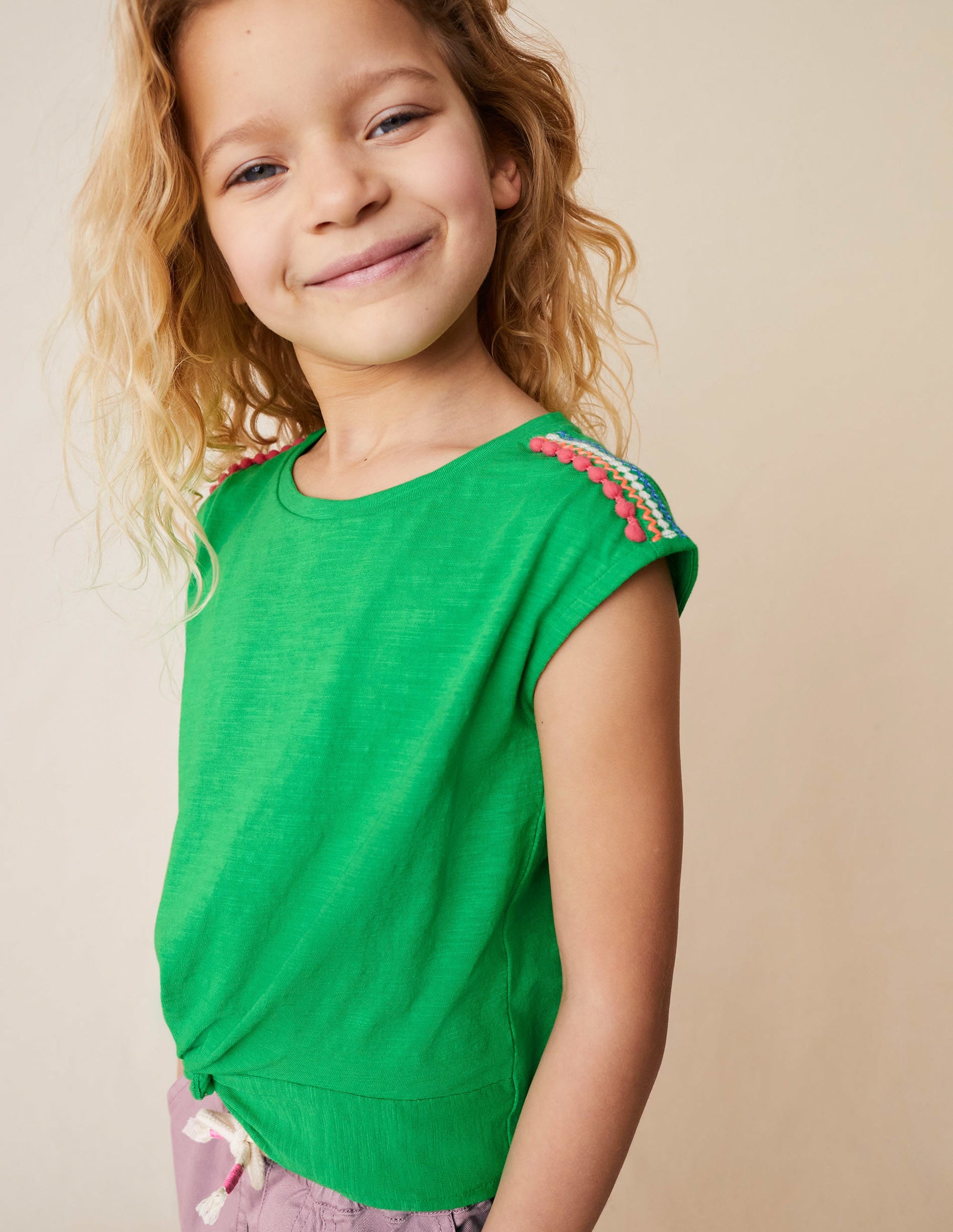 T-shirt froncé sur le devant-Vert vif - Image 4