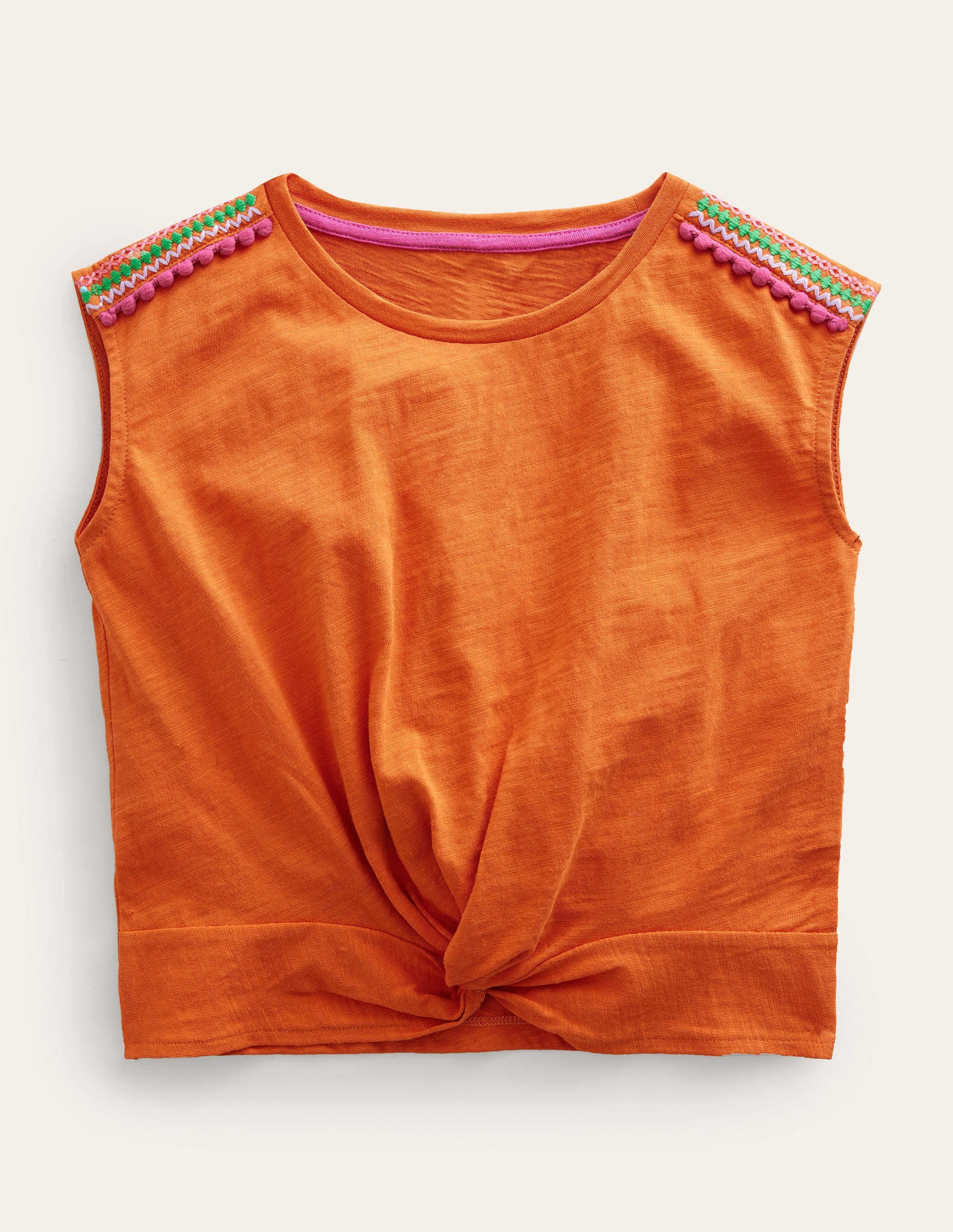 T-Shirt mit geraffter Vorderseite-Kumquatorange Meliert - Image 1
