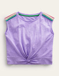 T-shirt froncé sur le devant-Violet lavande ravissant