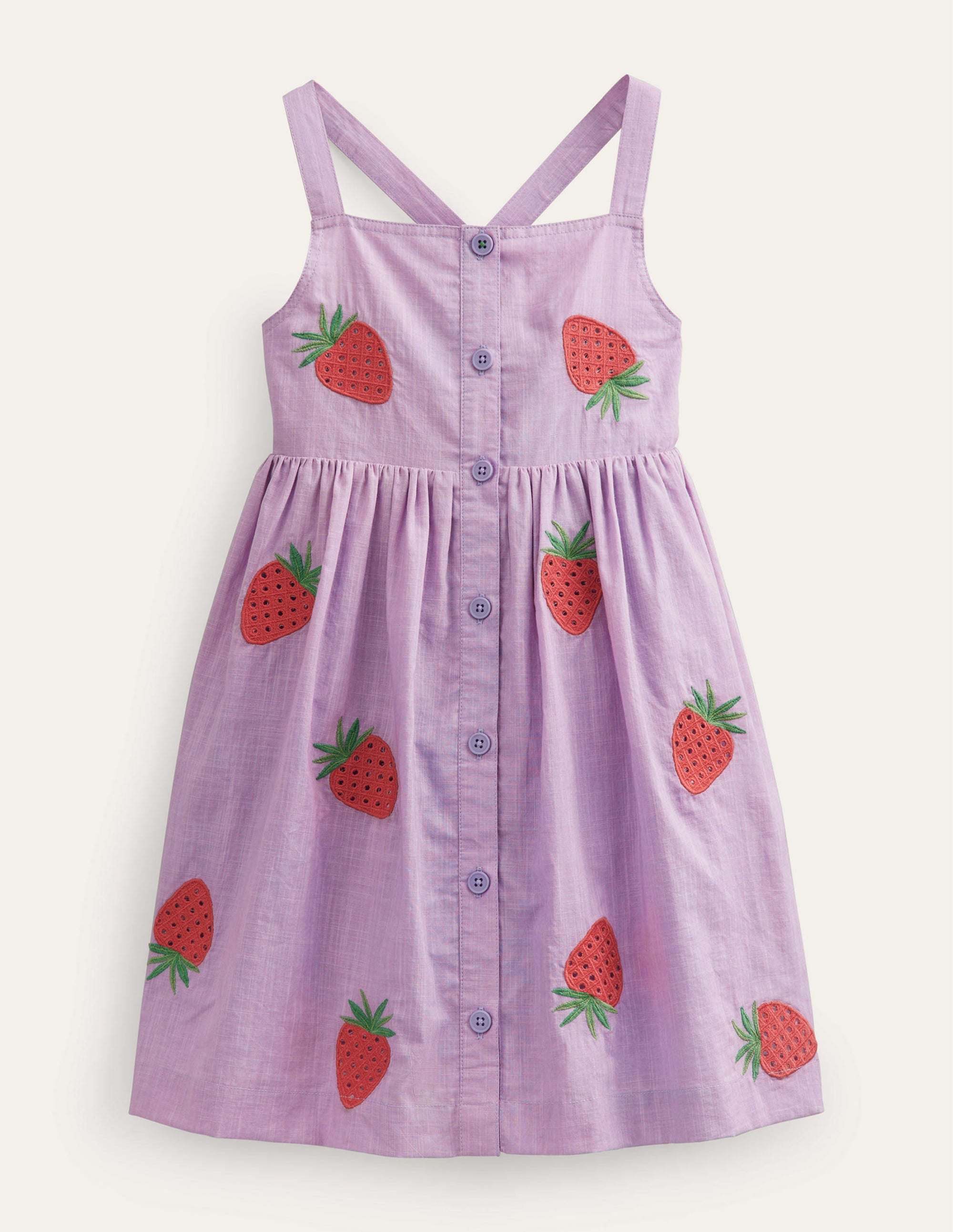 Button Through Pinafore Dress-Misty Lavender - Image 1