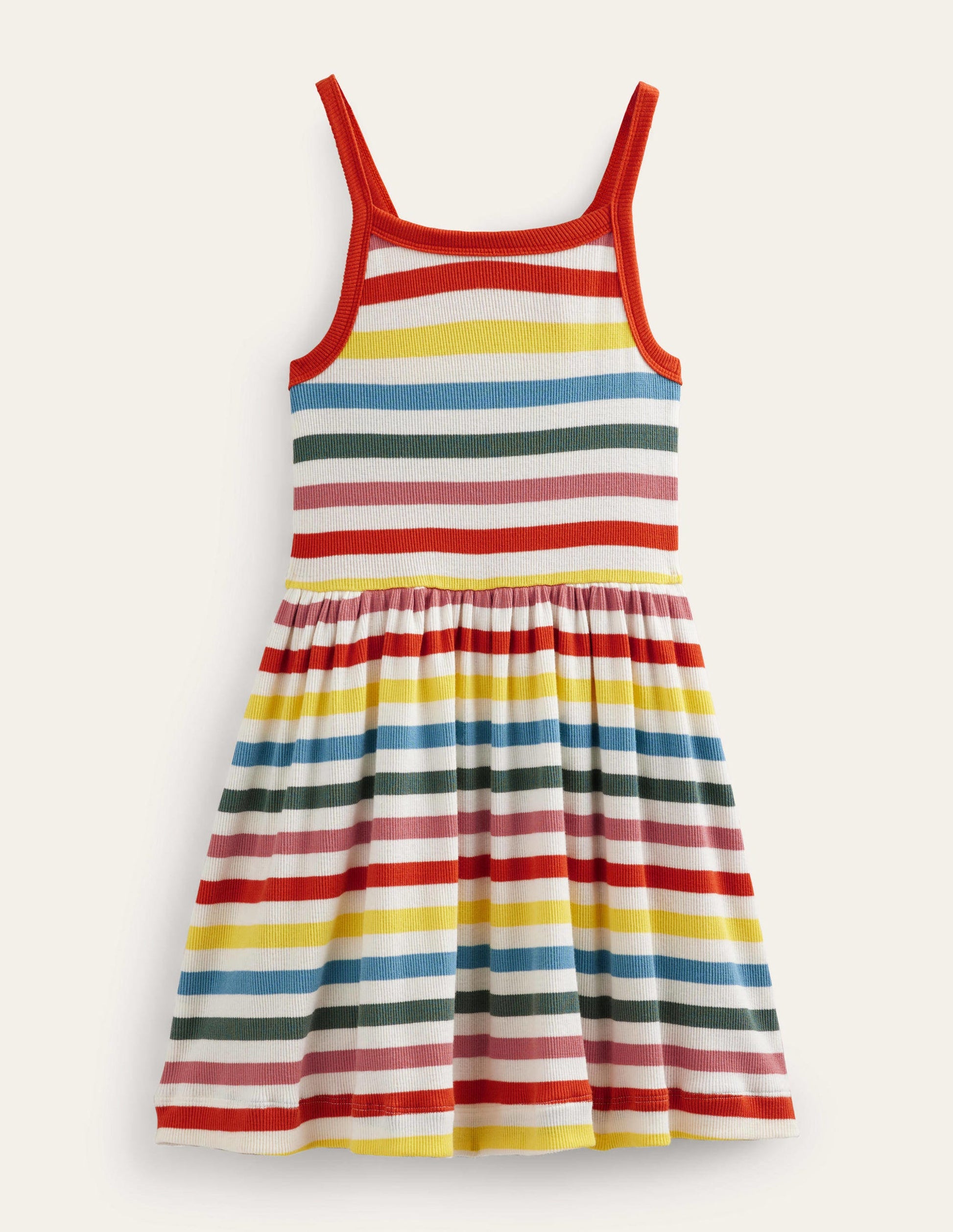 Rippstrickkleid mit Tellerrock-Bunt, Gestreift-1