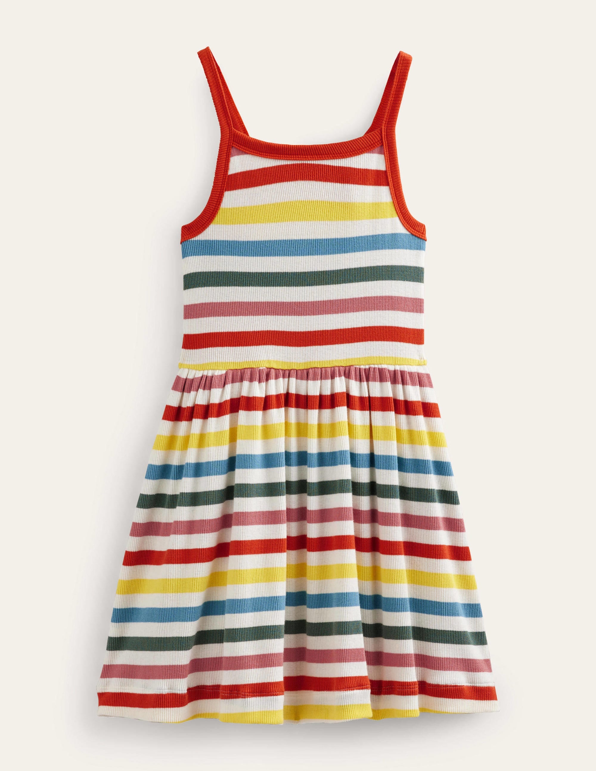 Rippstrickkleid mit Tellerrock-Bunt, Gestreift - Image 1