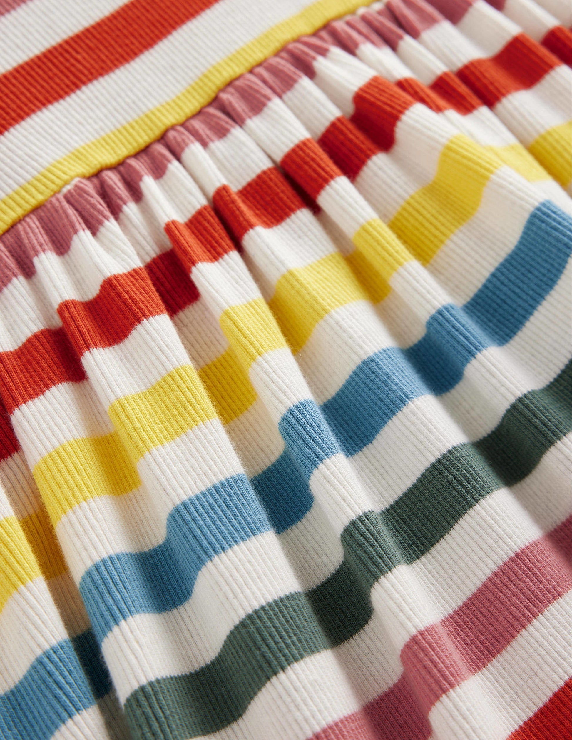 Rippstrickkleid mit Tellerrock-Bunt, Gestreift-3