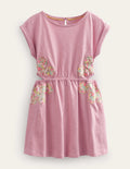Robe à découpes-Rose amande
