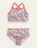 Bikini à col montant-Motif cachemire lupin et pêche