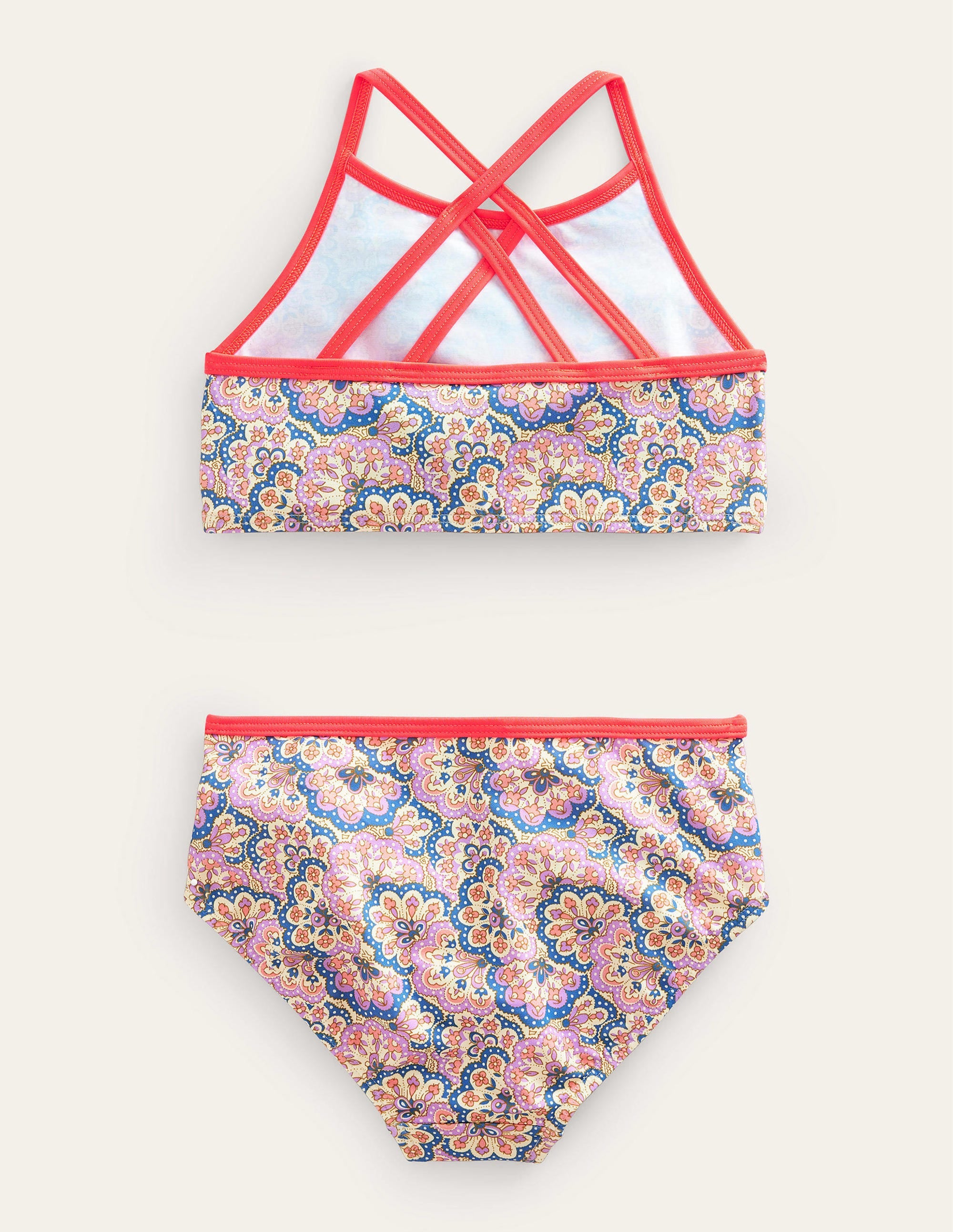 Bikini à col montant-Motif cachemire lupin et pêche - Image 2