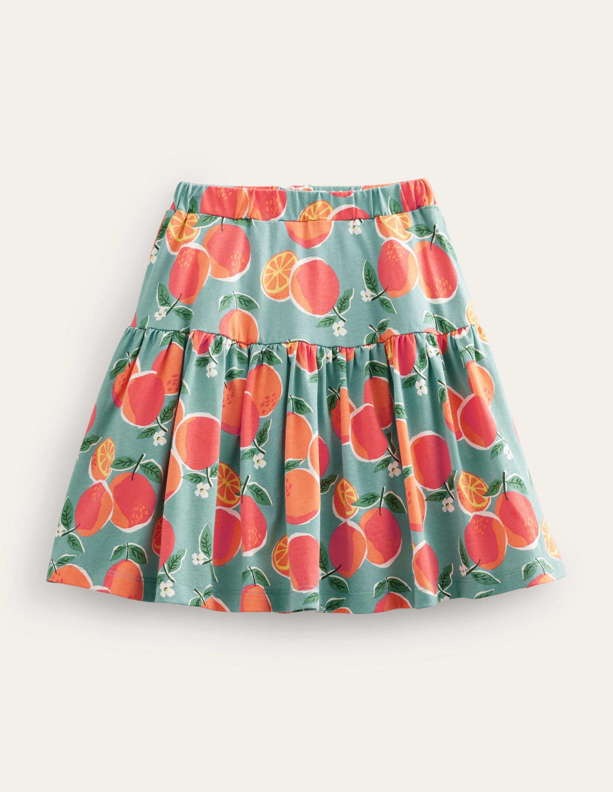 Jupe-short volantée en jersey-Oranges bleu aigue-marine - Image 1