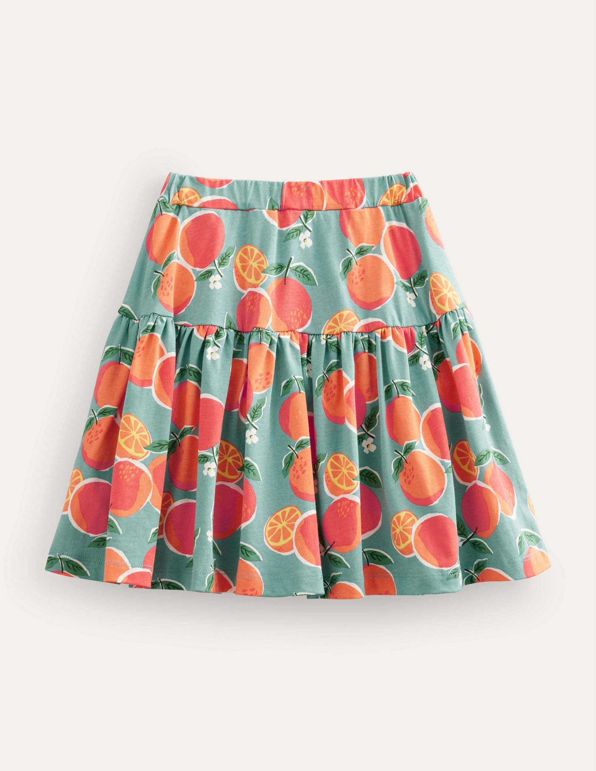 Jupe-short volantée en jersey-Oranges bleu aigue-marine - Image 2