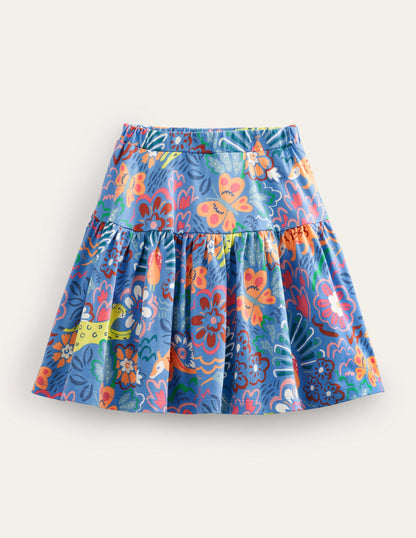 Jupe-short volantée en jersey-Safari léopard bleu-1