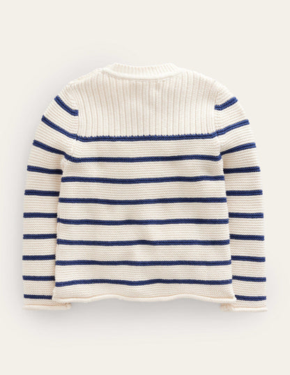 Pullover im maritimen Stil-Ecru Meliert, Gestreift-2
