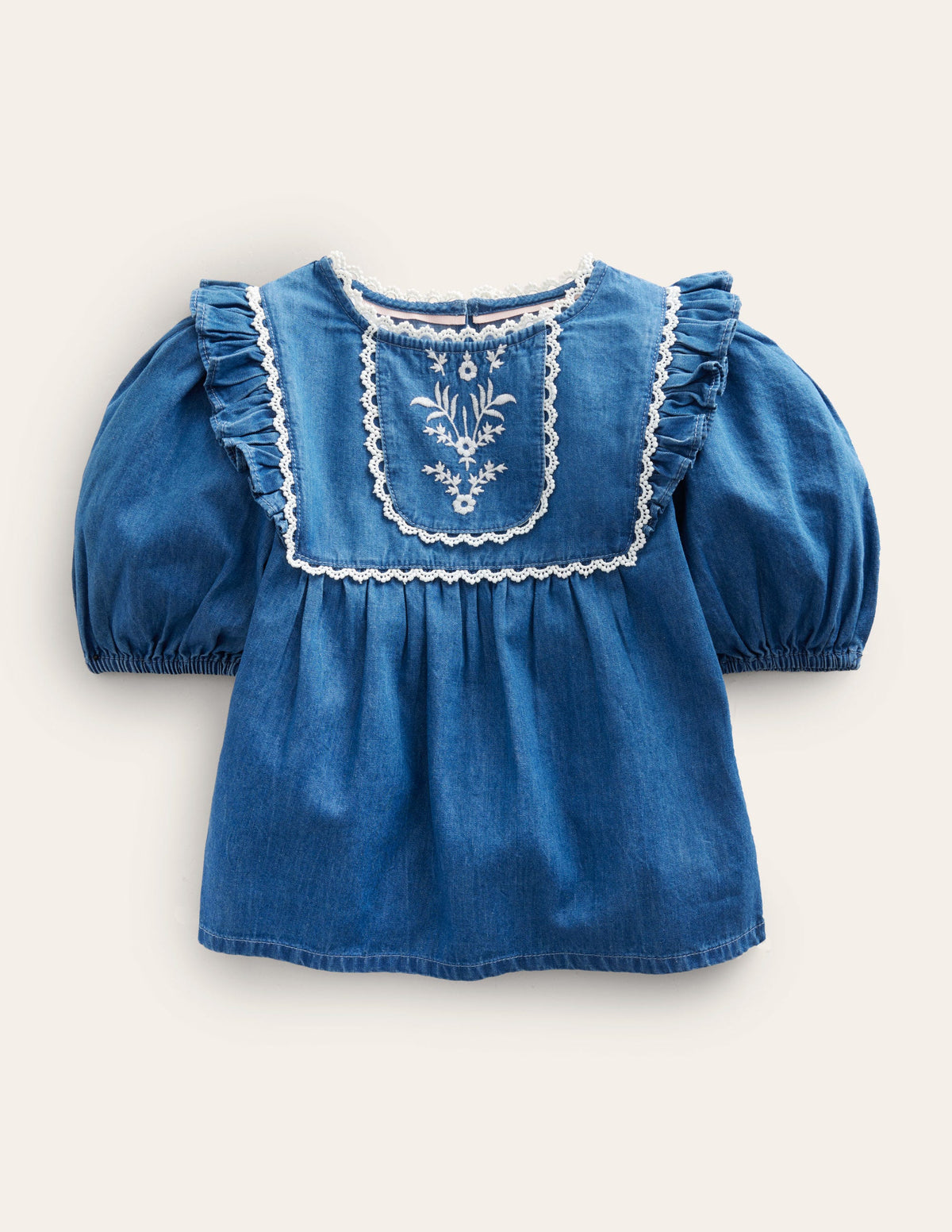 Weboberteil mit Stickerei-Mittleres Denim-1