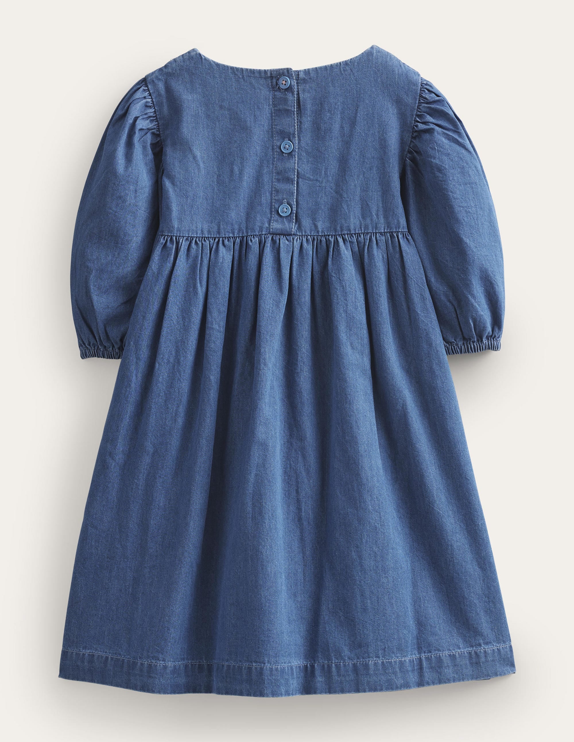 Robe tissée et brodée-Denim moyen - Image 2