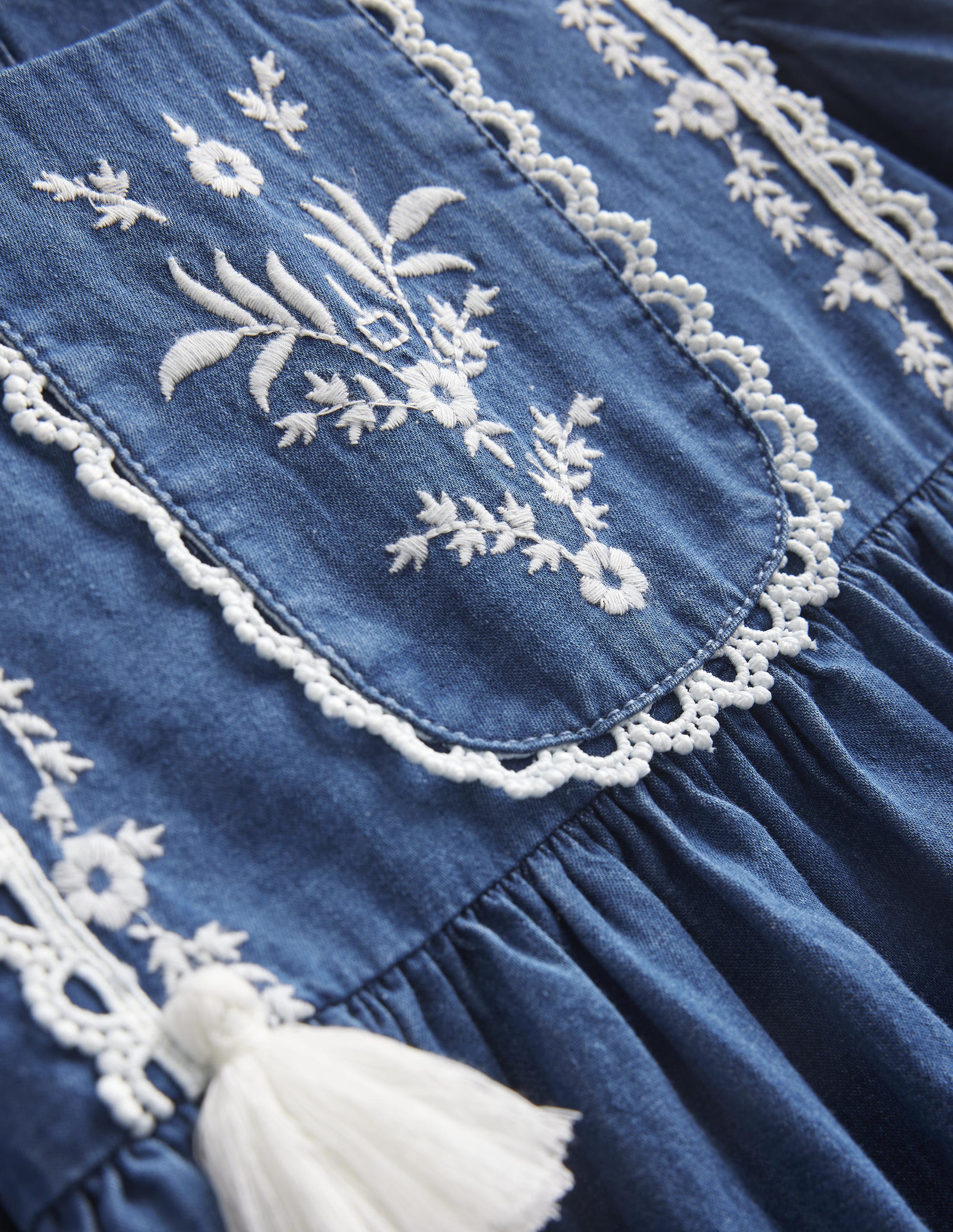 Robe tissée et brodée-Denim moyen - Image 3
