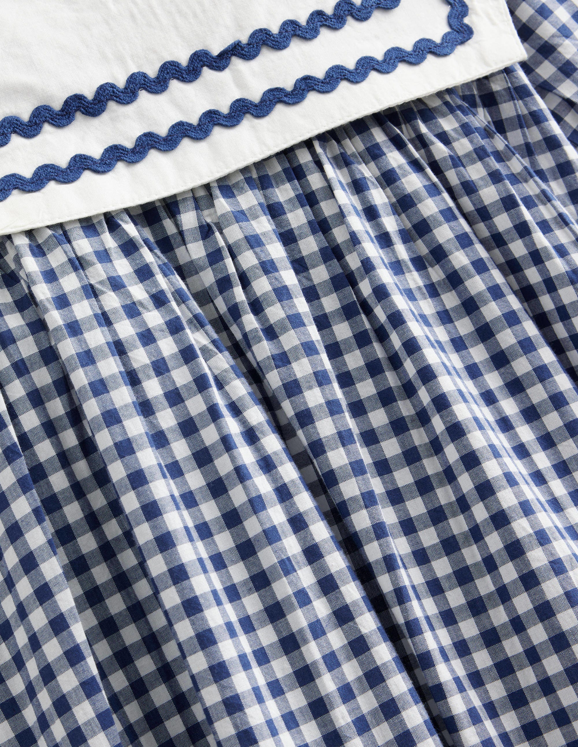 Gewebtes Matrosenkleid-Schuluniform-Marineblau/Naturweiß, Vichykaros - Image 3