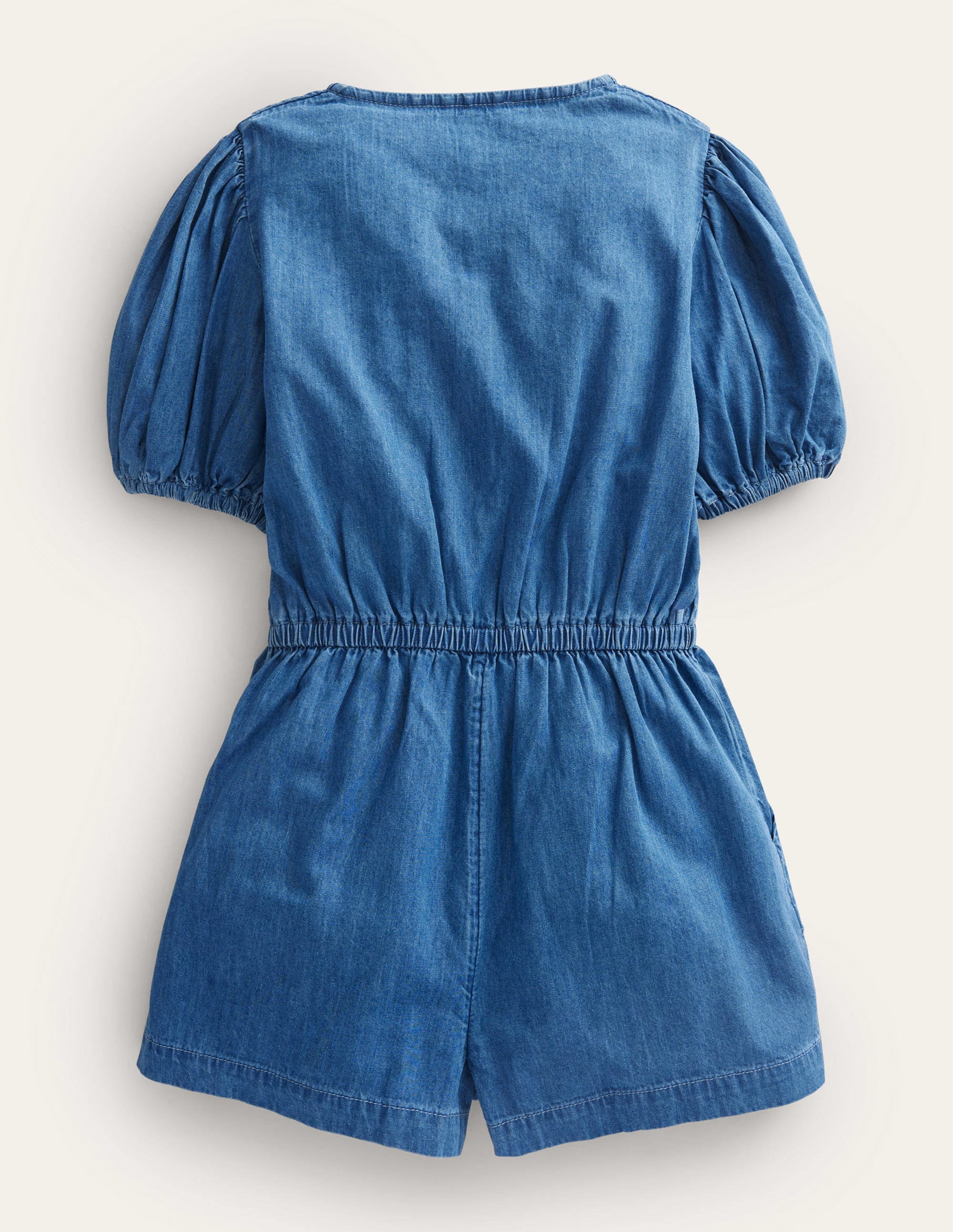 Denim-Einteiler mit Stickerei-Mittleres Vintageblau, Denim - Image 2