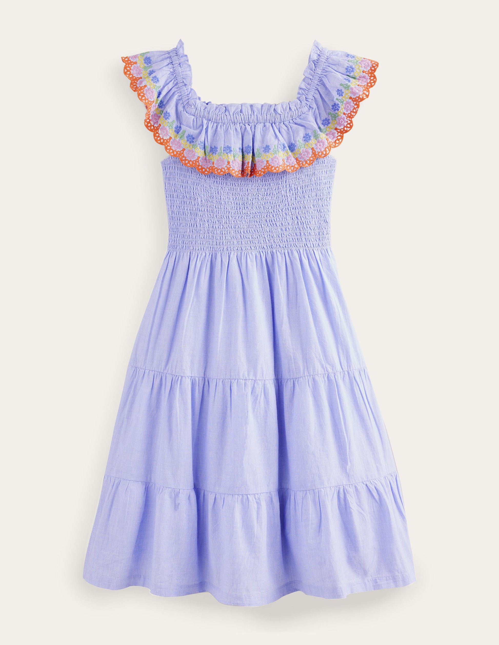 Stufenkleid mit Muschelsaum-Blau, Faux-Uni-2