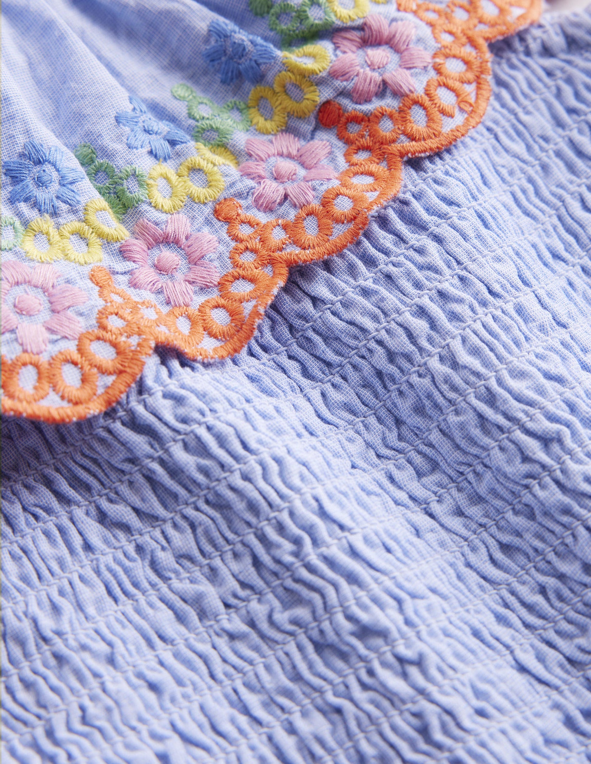 Stufenkleid mit Muschelsaum-Blau, Faux-Uni-3