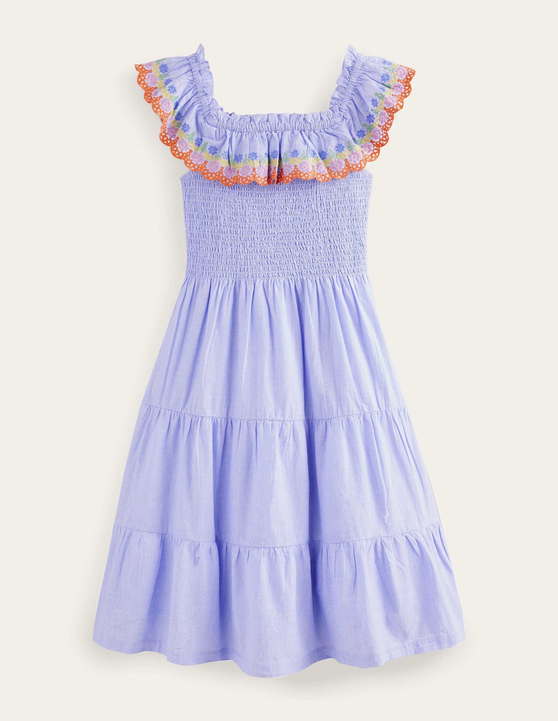 Stufenkleid mit Muschelsaum-Blau, Faux-Uni-1
