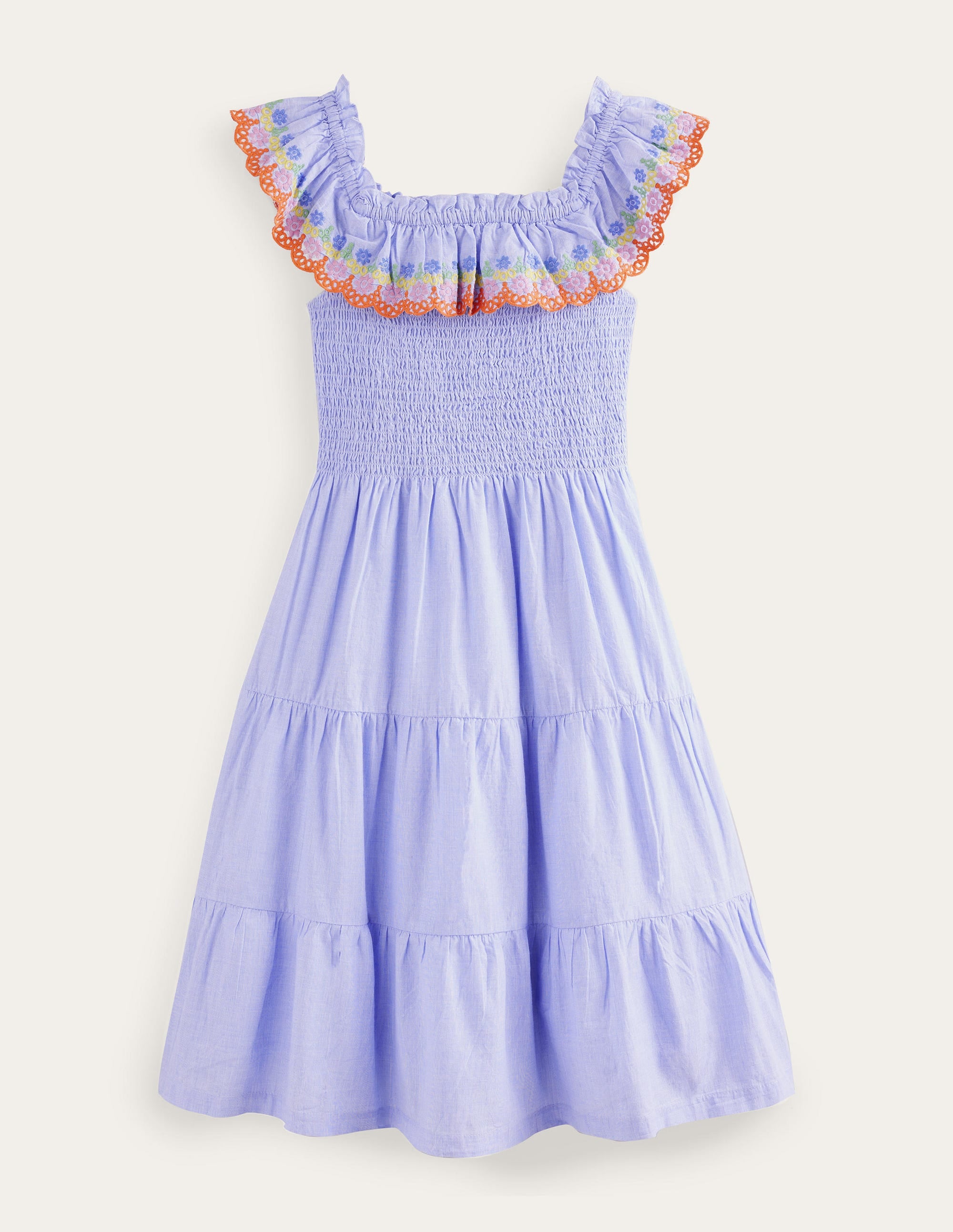 Stufenkleid mit Muschelsaum-Blau, Faux-Uni - Image 1
