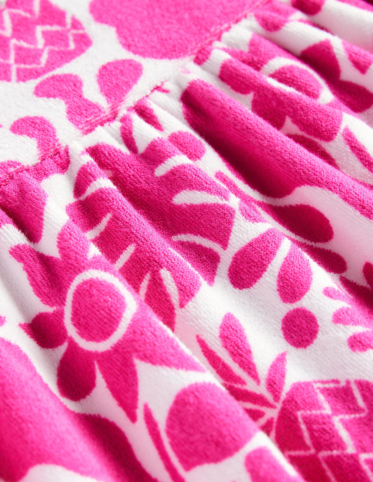 Gemustertes Frottee-Kleid-Dunkelpink, Urlaubs-Blumenmuster-3