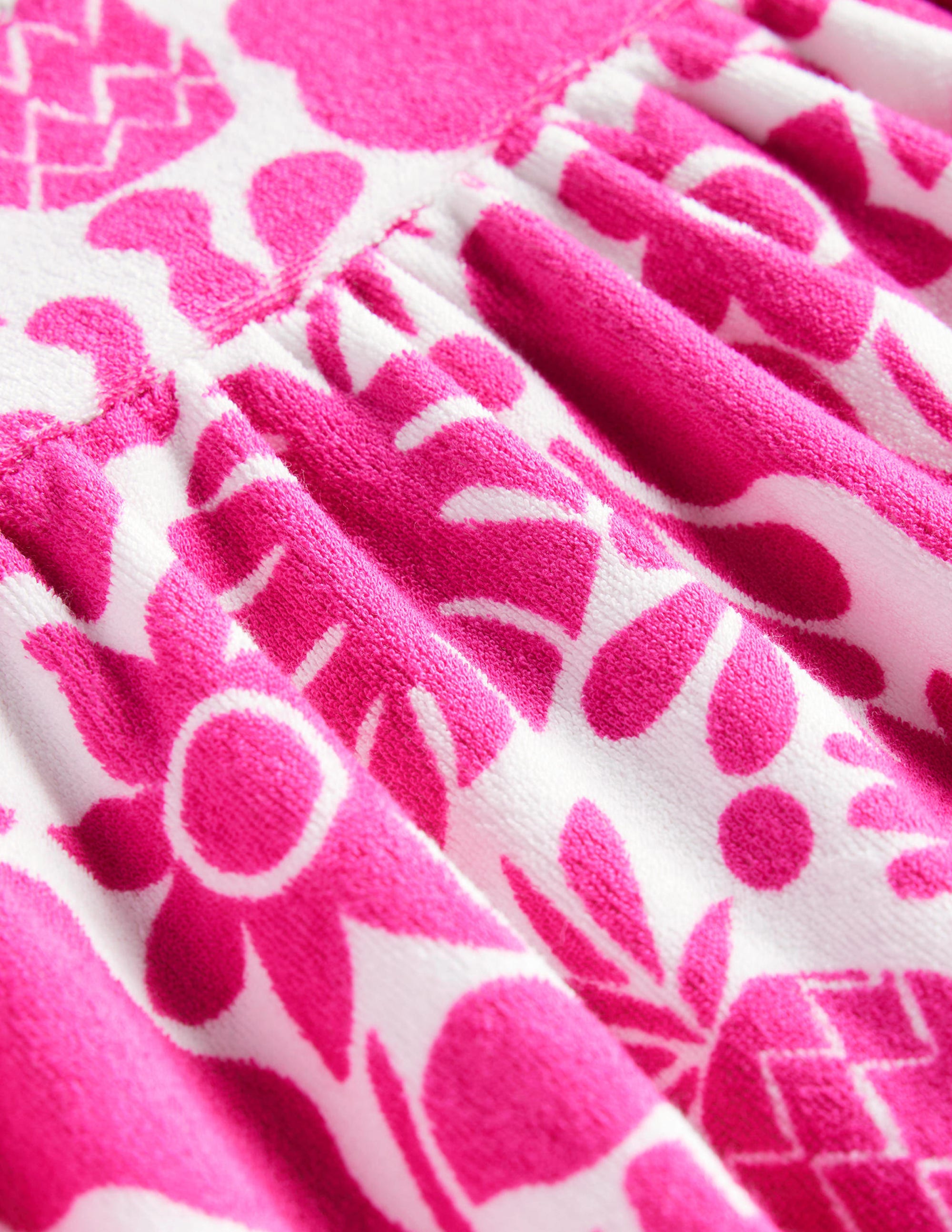 Gemustertes Frottee-Kleid-Dunkelpink, Urlaubs-Blumenmuster - Image 3