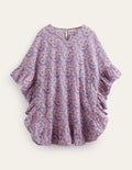 Caftan poncho imprimé-Motif cachemire lupin et pêche