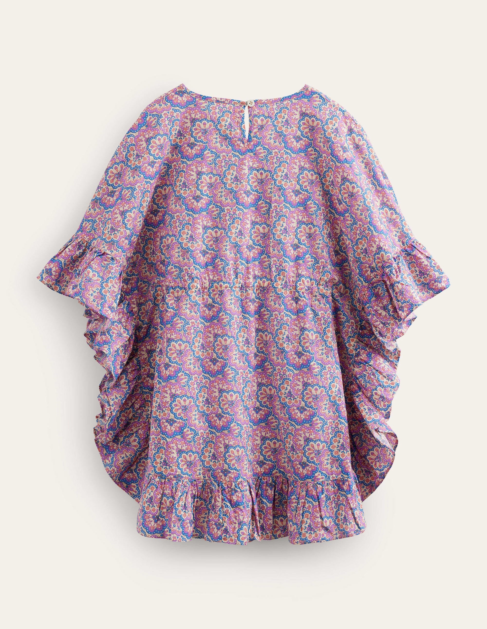 Caftan poncho imprimé-Motif cachemire lupin et pêche - Image 2