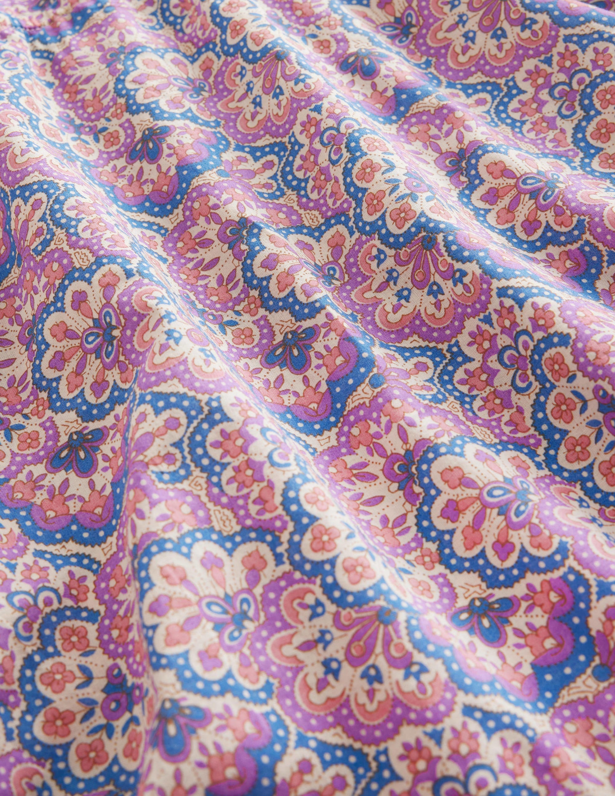 Caftan poncho imprimé-Motif cachemire lupin et pêche - Image 3
