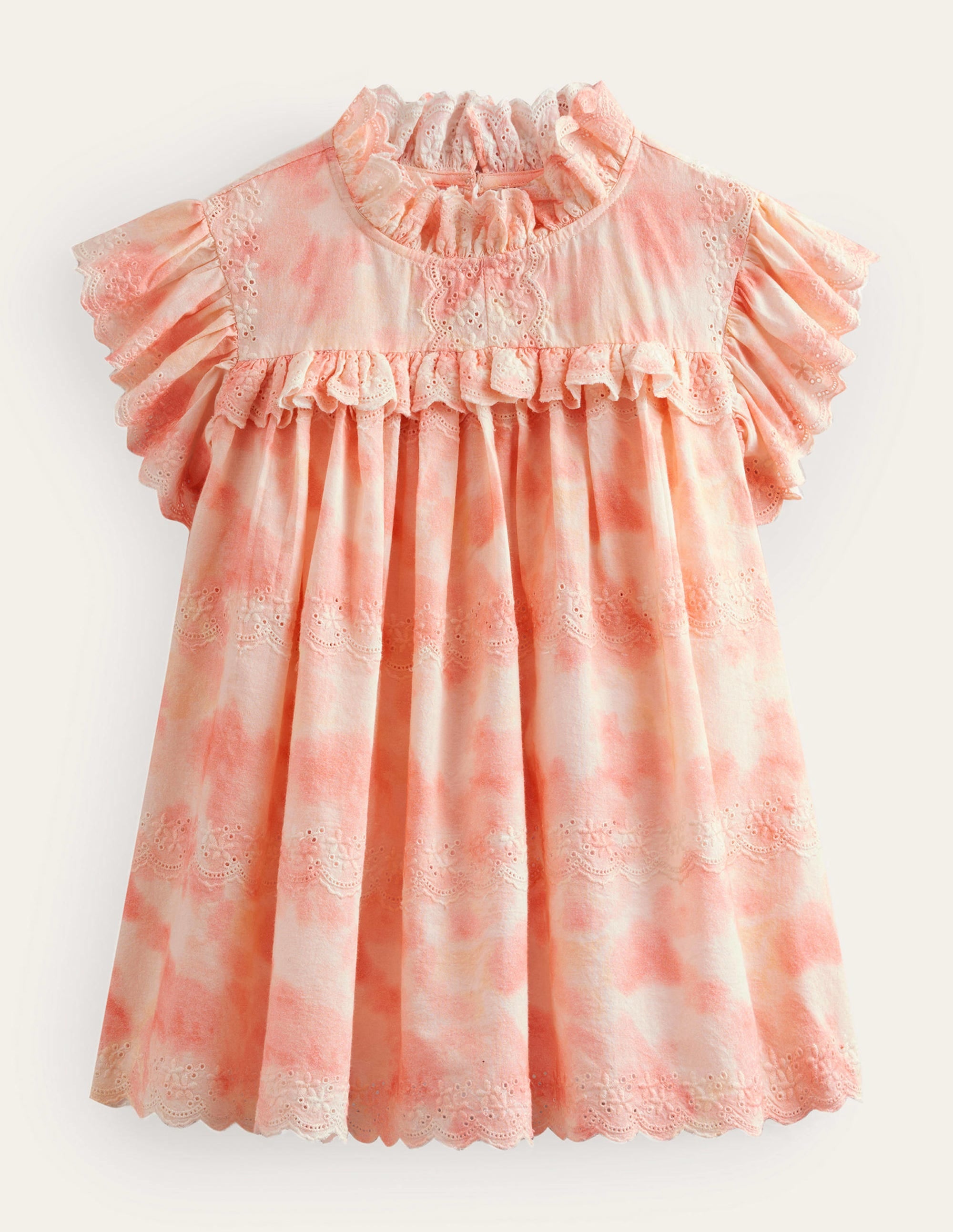 Weboberteil mit Lochstickerei-Rosa, Batikmuster - Image 1