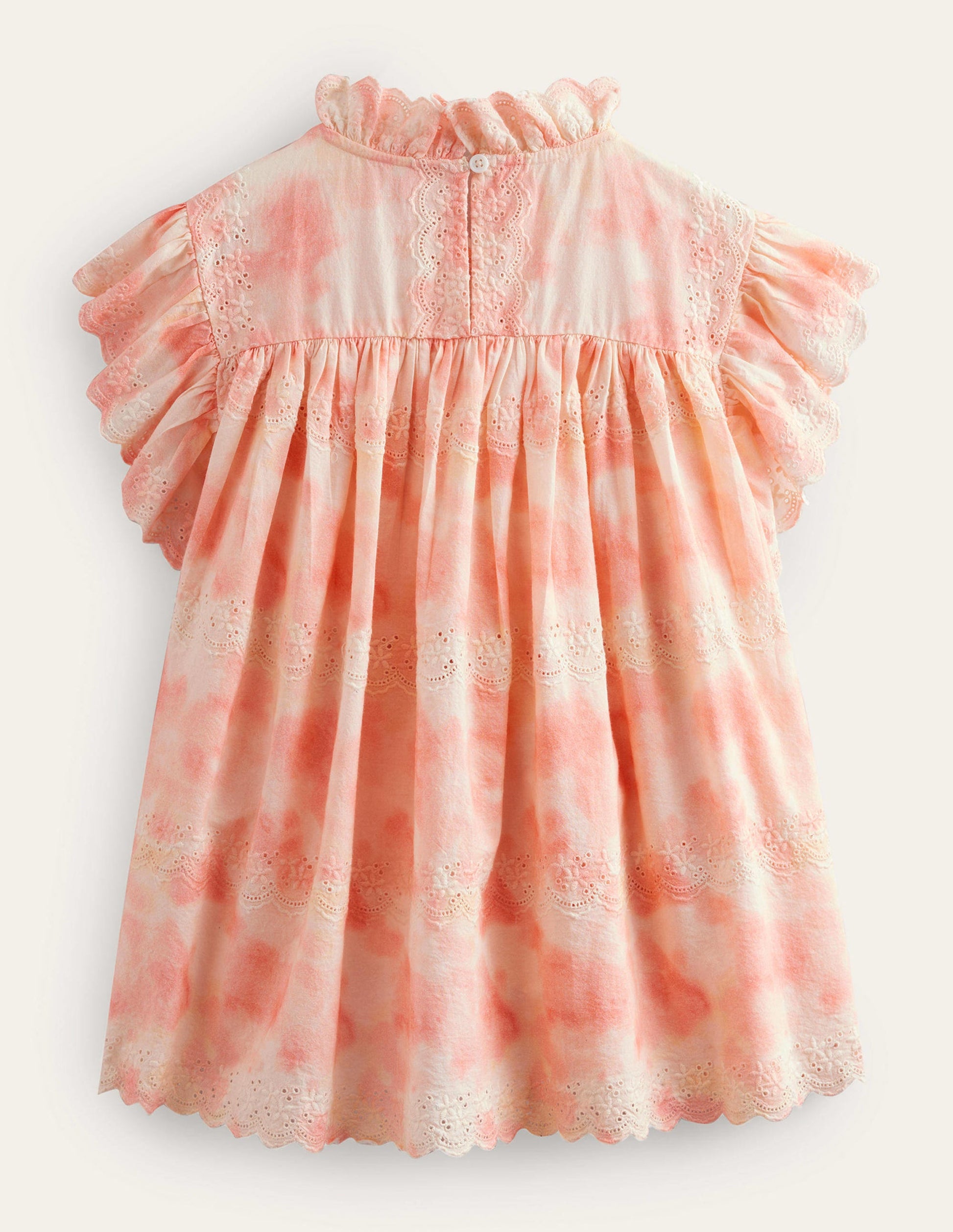 Weboberteil mit Lochstickerei-Rosa, Batikmuster-2