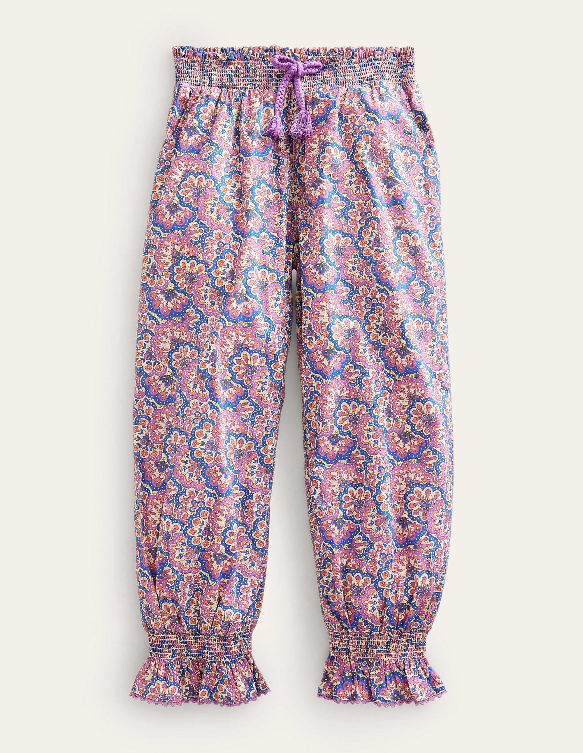 Gemusterte Ballonhose-Lila/Pfirsich, Paisleymuster - Image 1