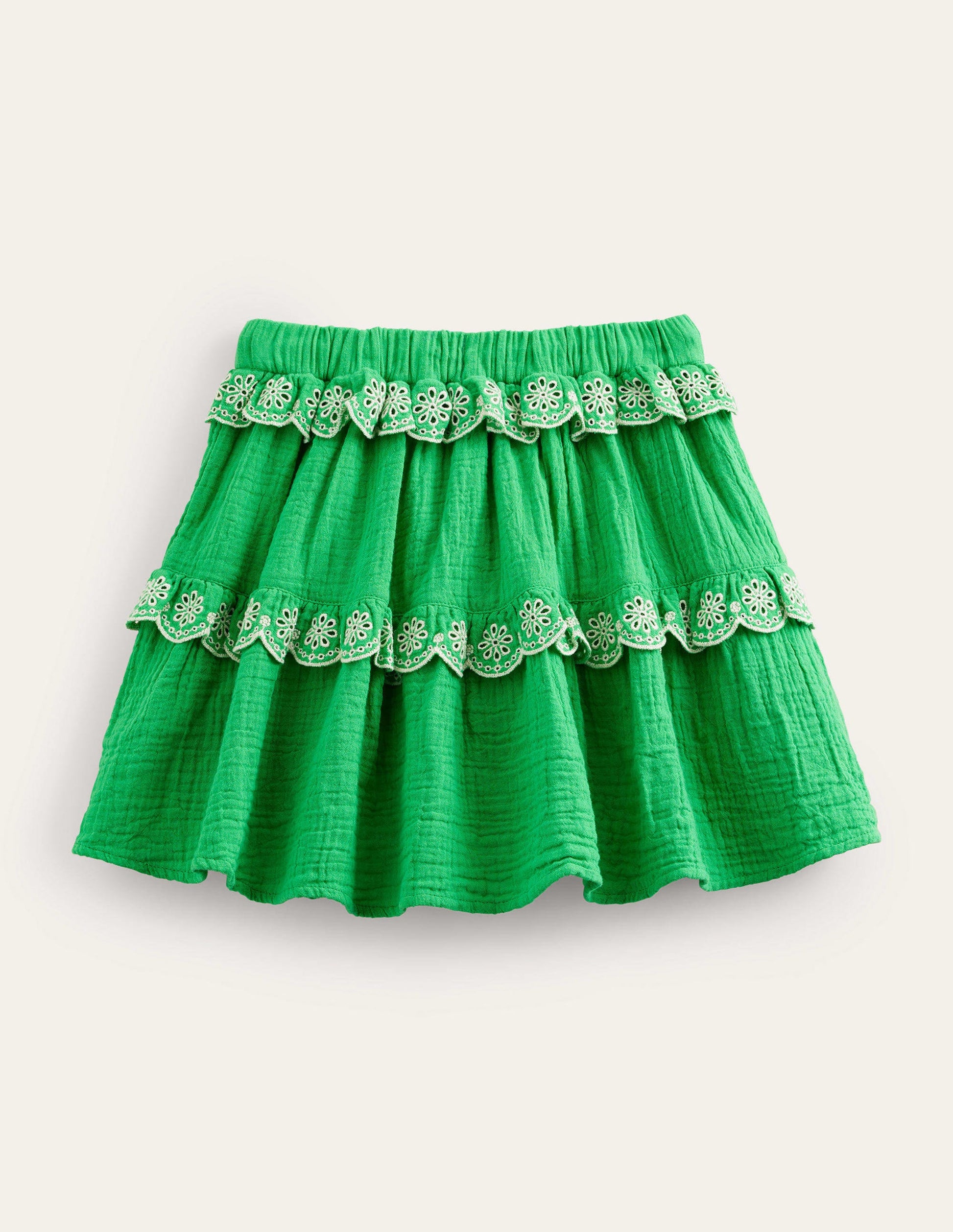 Jupe festonnée double épaisseur-Vert vif-2