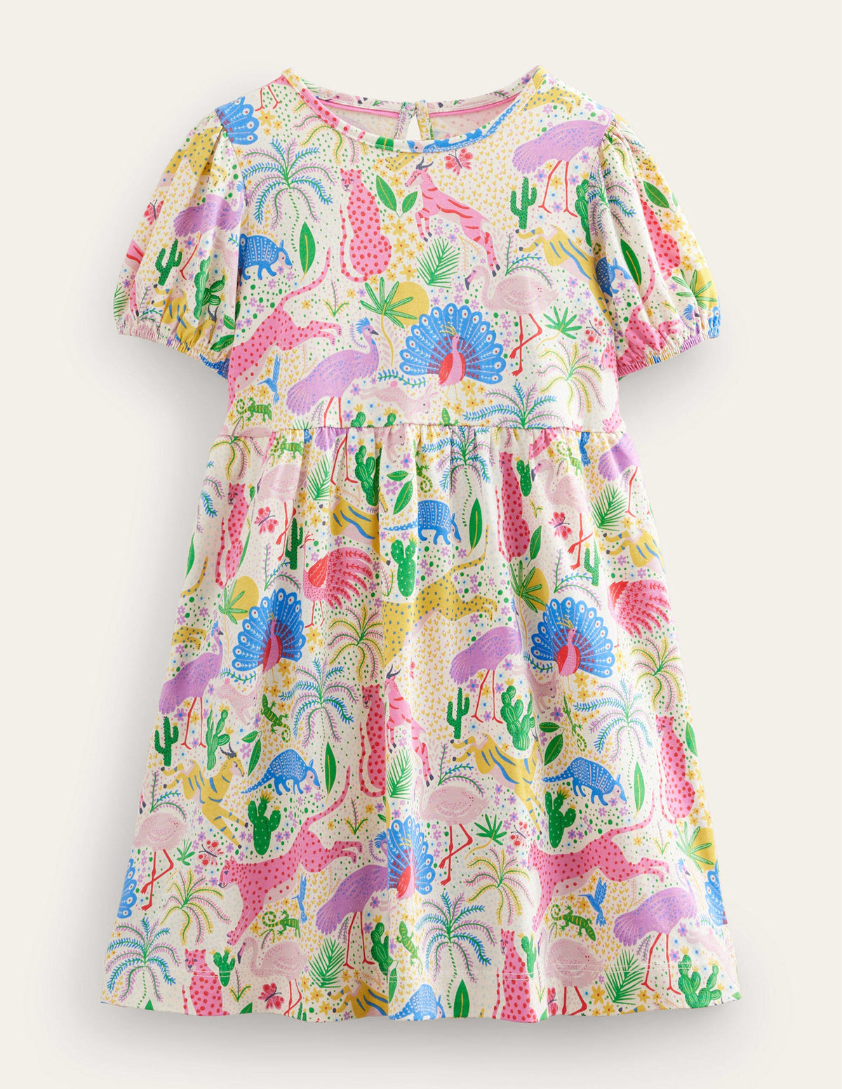 Kleid mit Puffärmeln-Bunt, Wüstenmotiv - Image 1