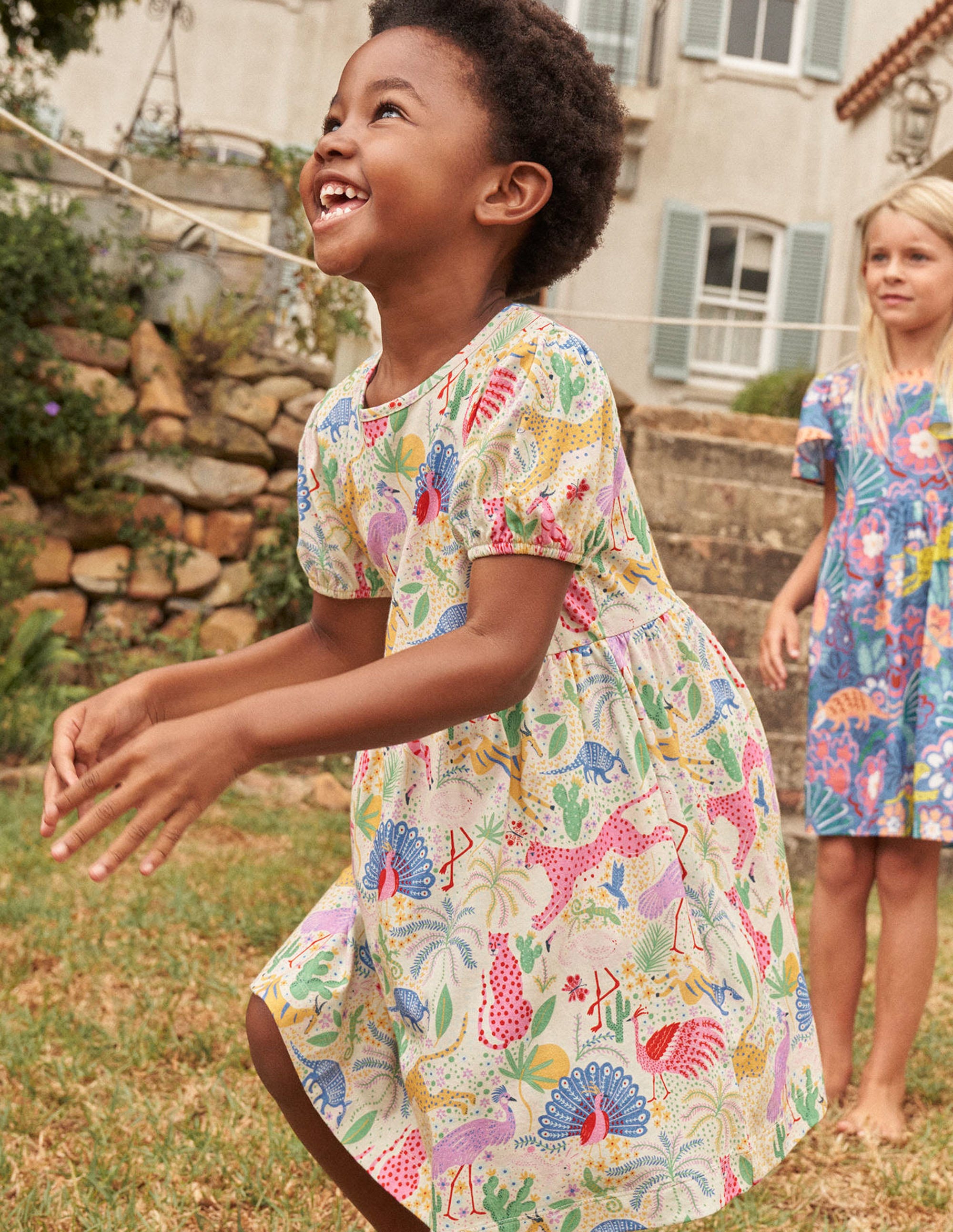 Kleid mit Puffärmeln-Bunt, Wüstenmotiv - Image 4