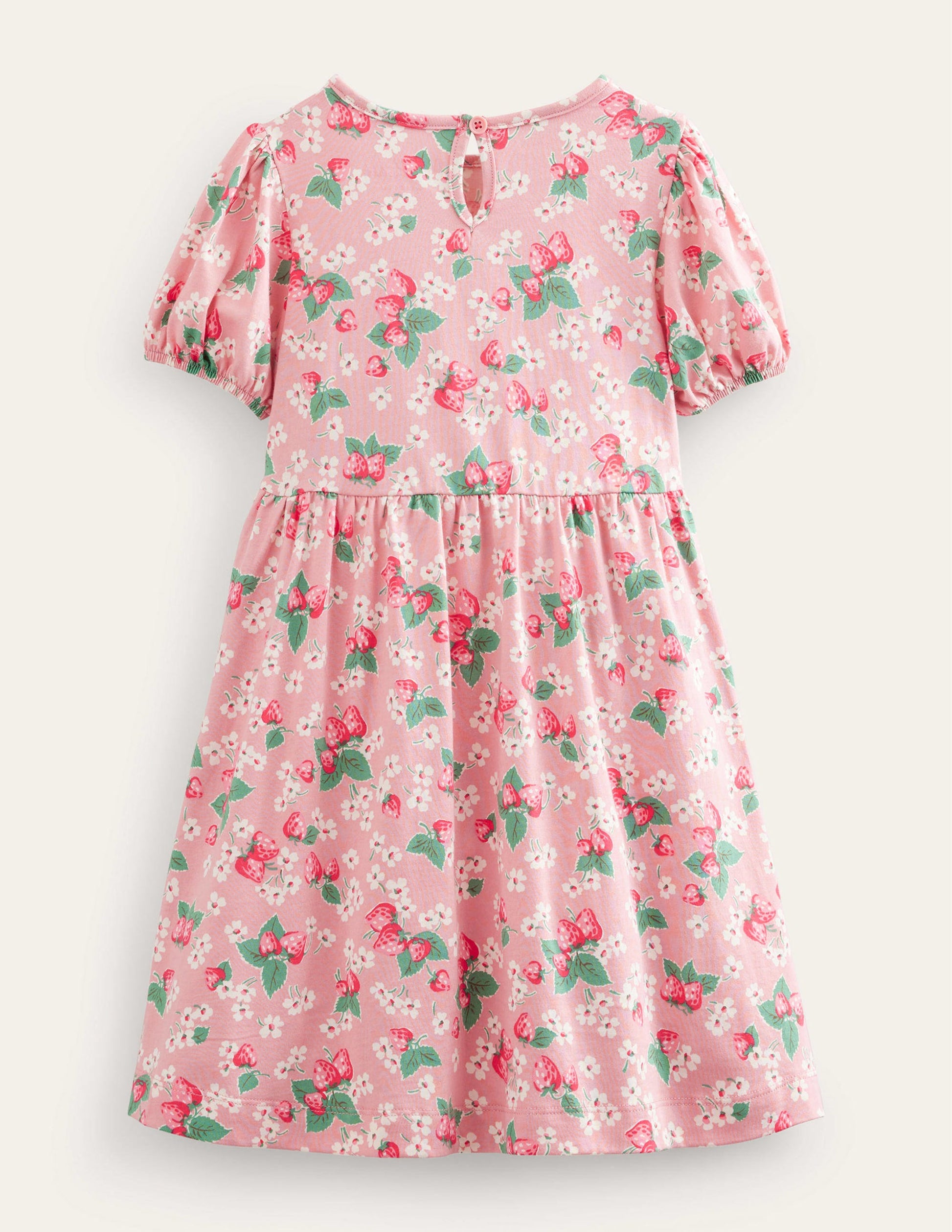 Kleid mit Puffärmeln-Mandelblütenrosa, Erdbeeren-2