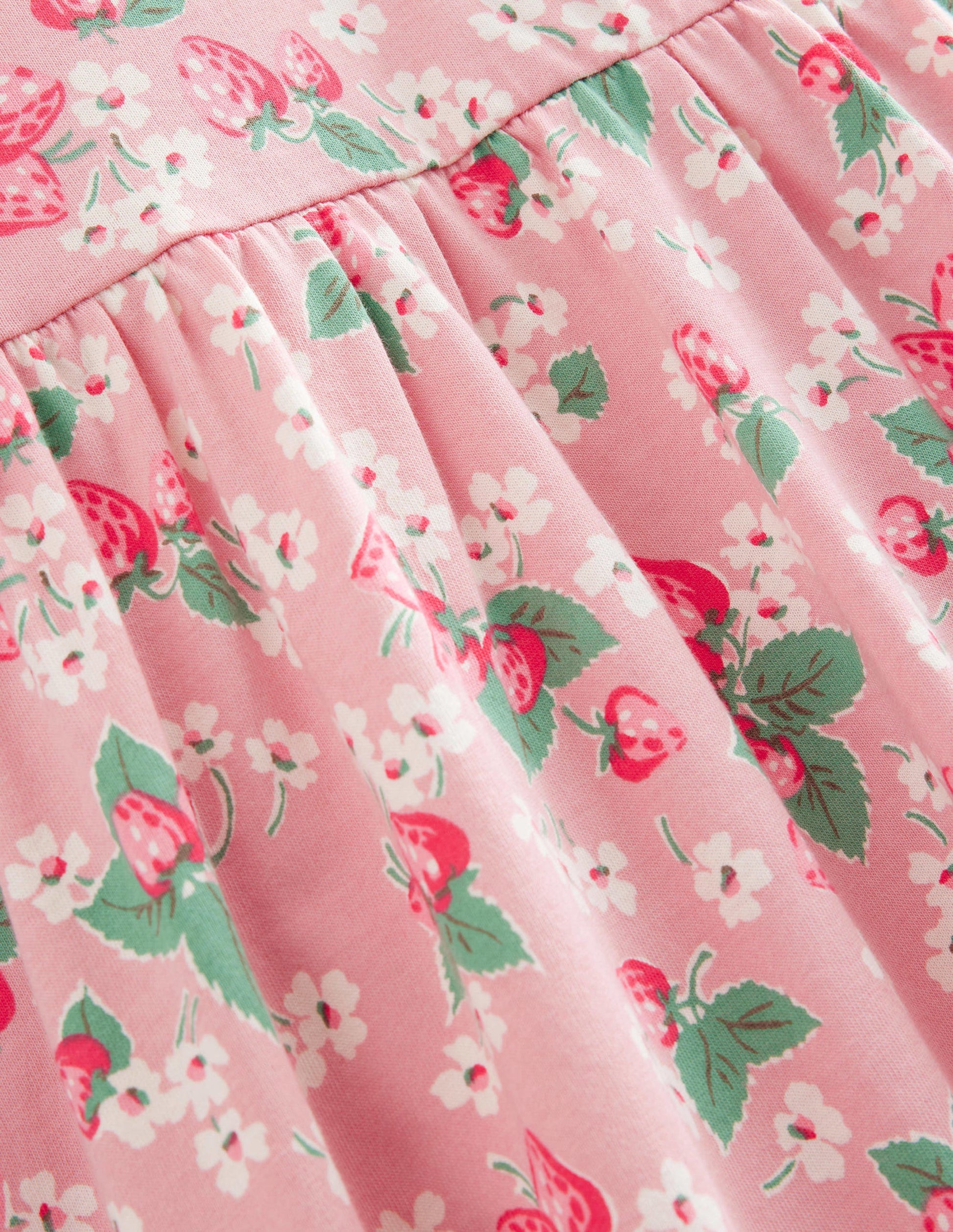 Kleid mit Puffärmeln-Mandelblütenrosa, Erdbeeren-3
