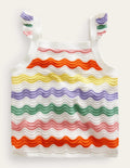 Träger-Strickshirt mit Rüschen-Bunt Gestreift