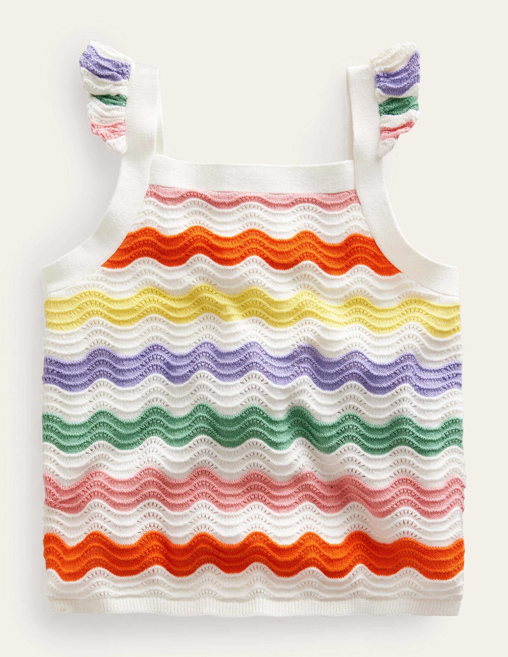 Träger-Strickshirt mit Rüschen-Bunt Gestreift - Image 1