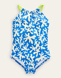 Maillot de bain tressé échancré dans le dos-Bleu marocain