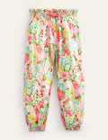 Freizeithose mit Bündchen-Bunt, Gemaltes Blumenmuster
