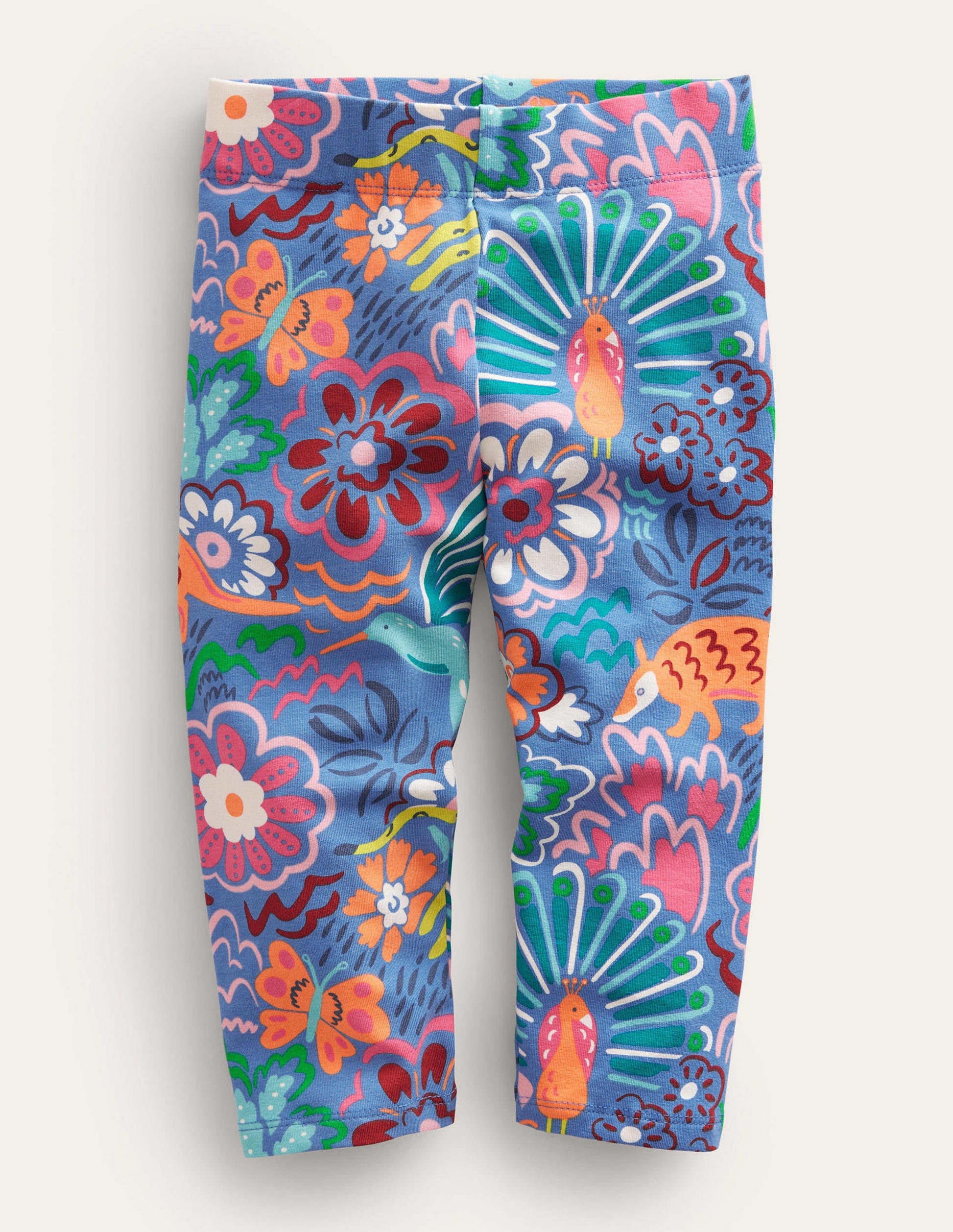 Fun Cropped Leggings-Elizabethan Blue Floral-1