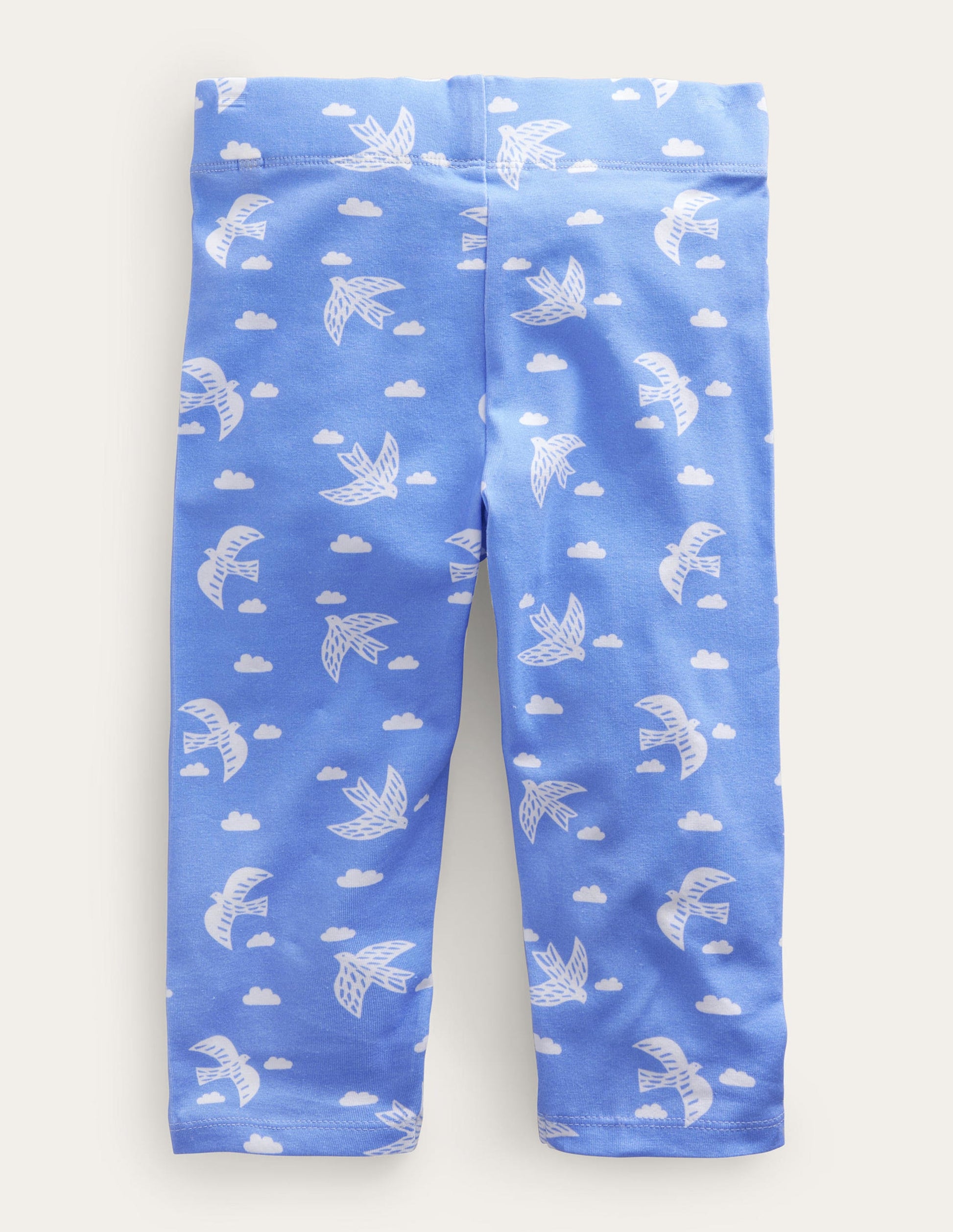 Lustige, verkürzte Leggings-Blau, Vögel-2