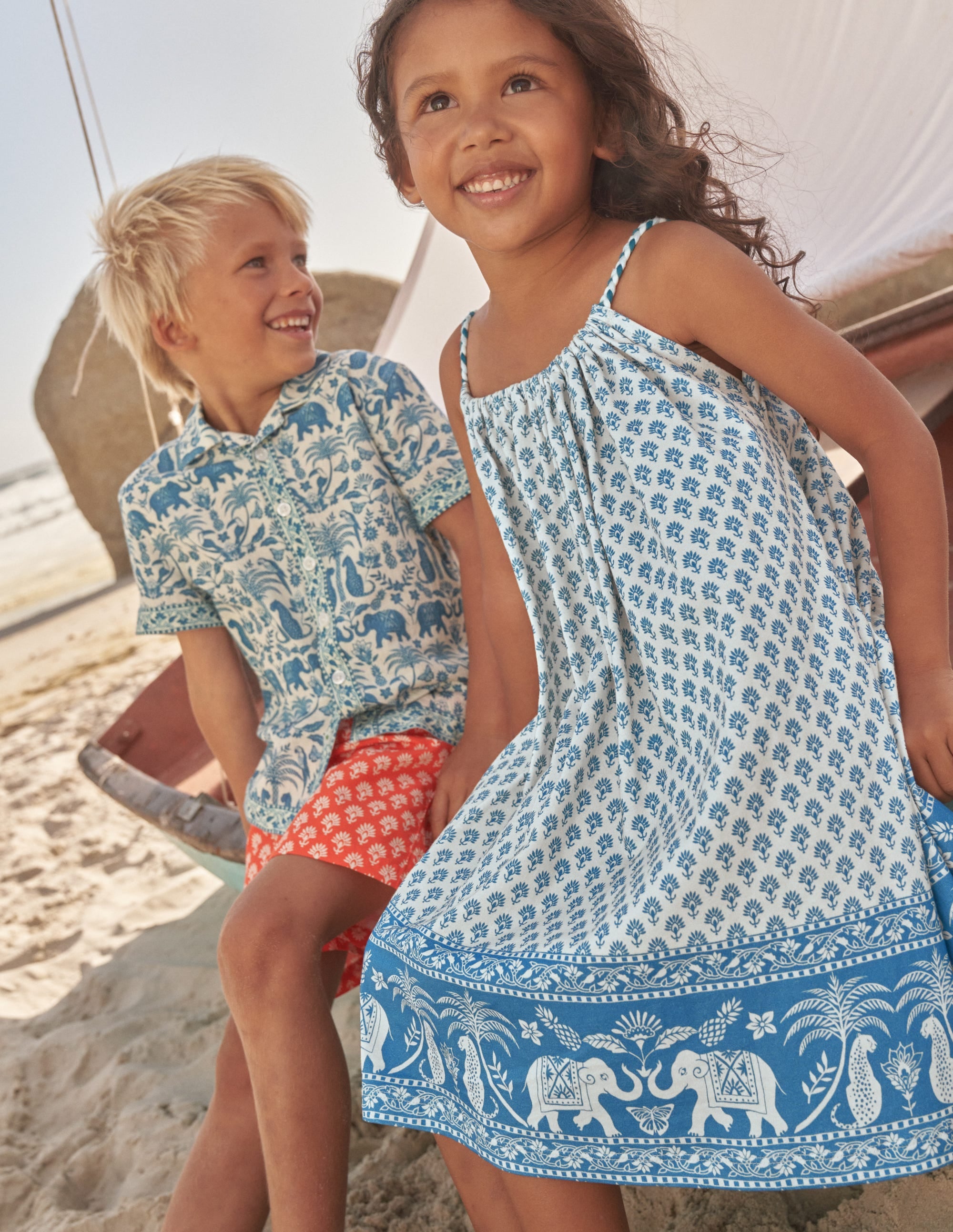Kleid mit geflochtenen Trägern-Inselblau, Goa-Saum - Image 4