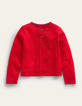 Strickjacke aus Baumwolle mit Pointelle-Design-Leuchtendes Rot